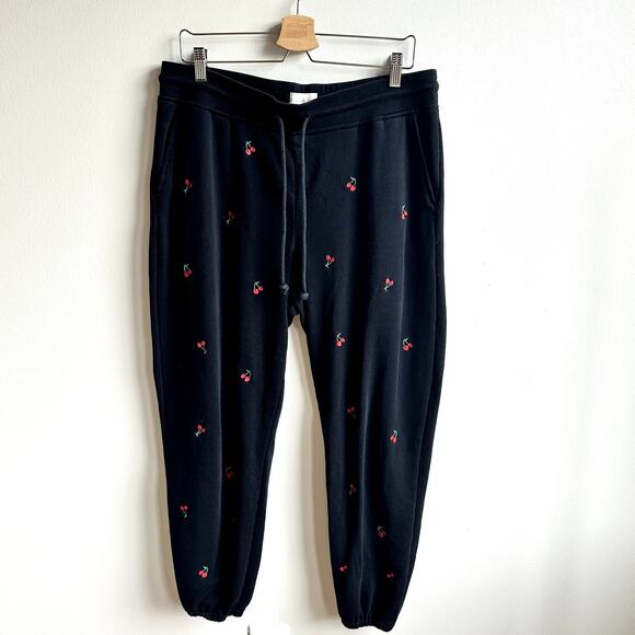 Lou & Grey Embroidered Cherry Sweatpants Sz L - Picture 1 of 4